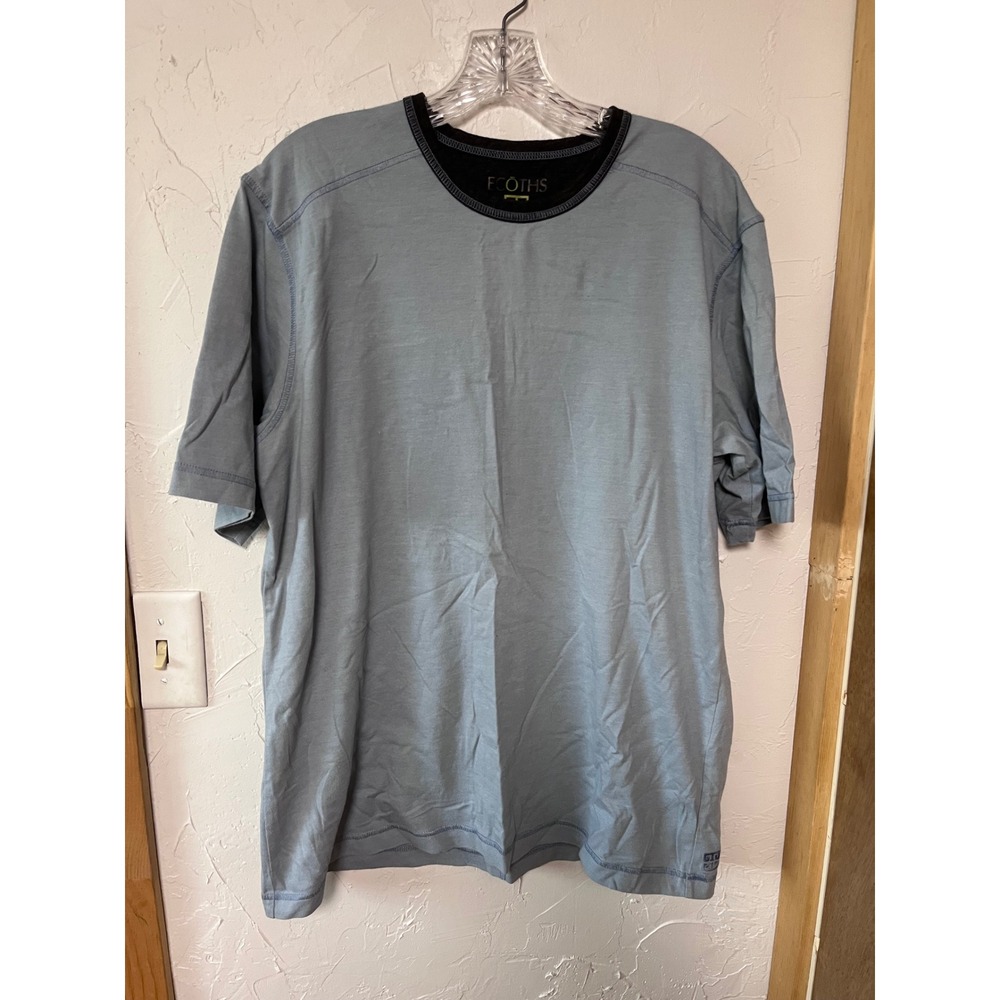 ECOTHS Mens Blue Organic Cotton Blend T Shirt Casual Short Sleeve Crew Neck